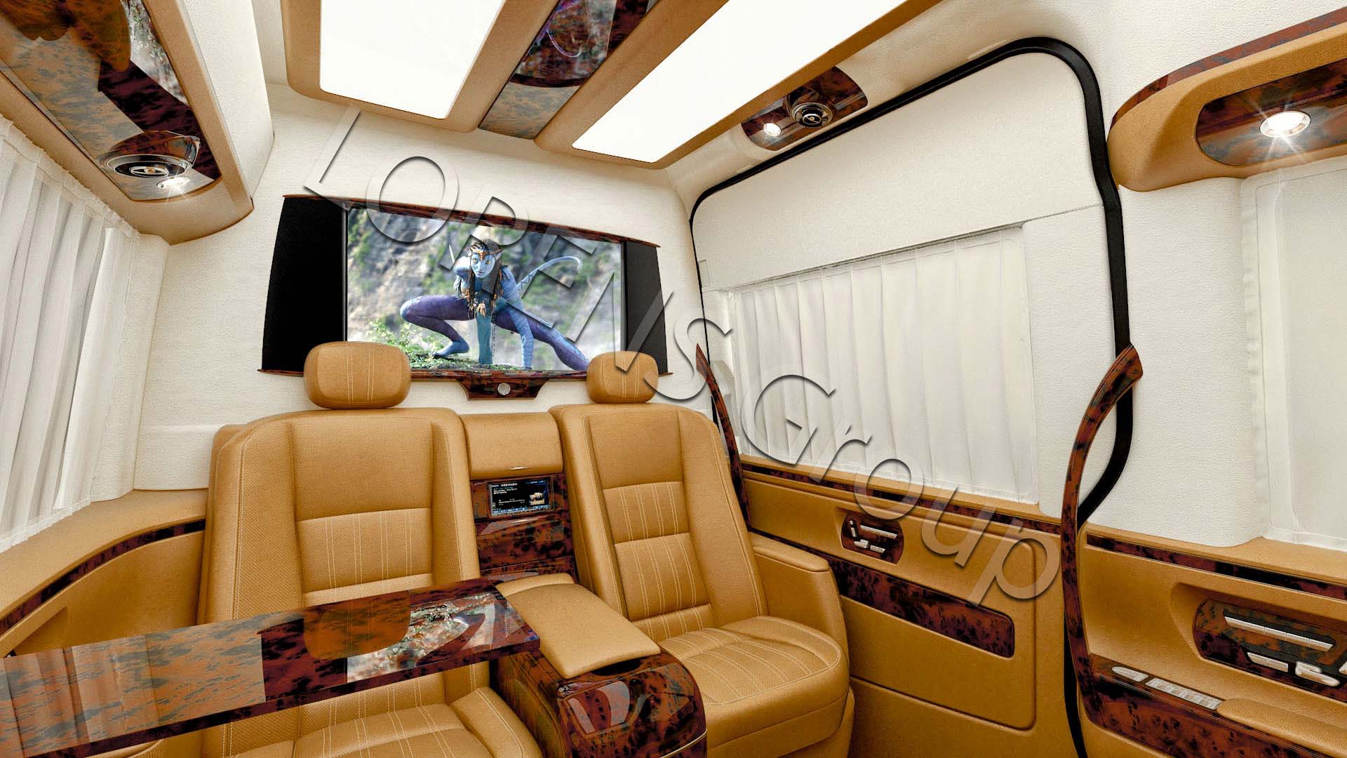 Красный салон Mercedes Sprinter VIP